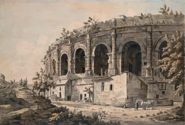 El anfiteatro de Nîmes, sur de Francia