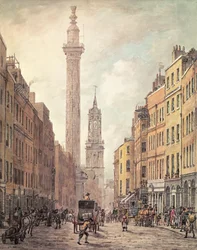 Vista de Fish Street Hill, Monumento y St. Magnus the Martyr desde Gracechurch Street, Londres, 1795