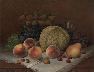 Naturaleza muerta con melón cantalupo