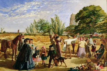 Una escena de Cosecha en Norfolk: boceto para 