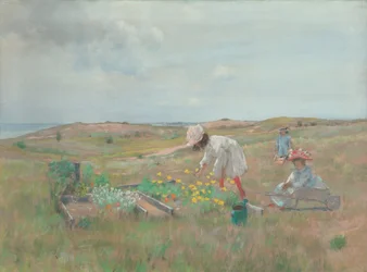 Recogiendo flores, Shinnecock, Long Island