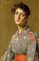 Chica en traje japonés