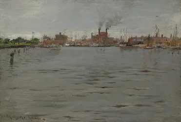 Escena del puerto, muelles de Brooklyn