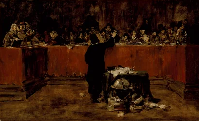 Boceto para un cuadro - Colón ante el Consejo de Salamanca (B) (Cristóbal Colón ante el Consejo español)
