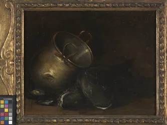 Naturaleza muerta - Hervidor de latón y siluro (óleo sobre lienzo)