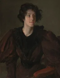 Estudio de una joven, c.1880-85 (óleo sobre lienzo)