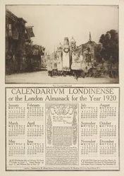 Calendarium Londinense, o el Almanaque de Londres para 1920, coronado por una vista del Cenotafio, Whitehall, 1919