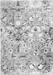 Papel tapiz con patrón de lirio y granada, 1887