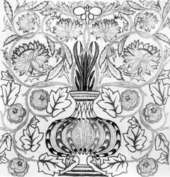 «La maceta de flores», panel bordado diseñado por William Morris (1834-96) y realizado por May Morris
