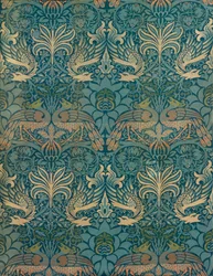 Diseño textil Pavo real y dragón de William Morris, ca. 1880