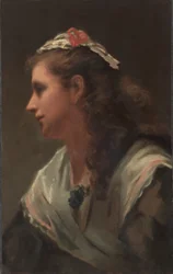 Su primera modelo-Miss Russell, c.1873 (óleo sobre lienzo)