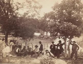 Campamento del Capitán Hoff, Vista trasera, Gettysburg, Pensilvania, julio de 1865