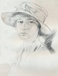 Estudio de retrato en lápiz, siglo XX, 1932