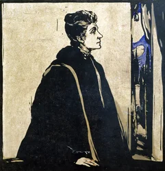 Eleonora Duse (1858-1924) ilustración de "Doce retratos", publicada en 1899 (xilografía coloreada a mano)