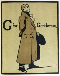 G de Gentleman, ilustración de "An Alphabet", publicado por William Heinemann