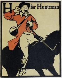 H de Huntsman, ilustración de "An Alphabet", publicado por William Heinemann