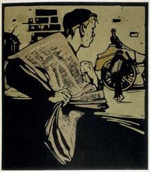Newspaper Crier, London - en "Types of London", de William Nicholson (1872-1949), ed Floury