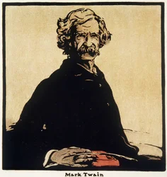 Retrato de Mark Twain (1835-1910) Escritor estadounidense - Dibujo de William Nicholson (1872-1949)