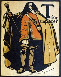 T de trompetista, ilustración de "An Alphabet", publicado por William Heinemann