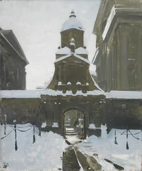 La Puerta del Honor bajo la nieve