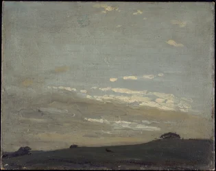 El atardecer de plata (óleo sobre lienzo colocado sobre tabla)