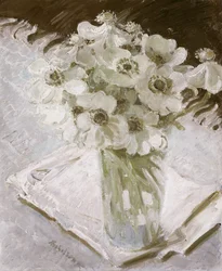 Anémonas blancas (óleo sobre lienzo)