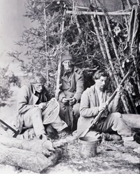 Vida del trampero en Canadá, foto de Nottman, circa 1890
