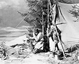 Vida del trampero en Canadá, foto de Nottman, circa 1890