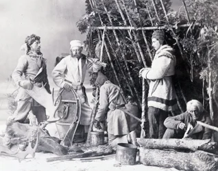 Vida del trampero en Canadá, foto de Nottman, circa 1890