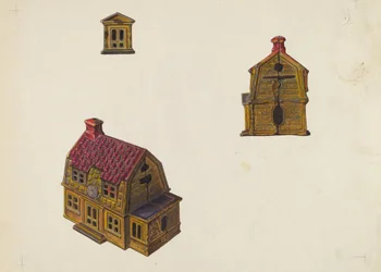 Banco de Casa con Techo de Tejas, c. 1939