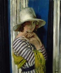 Sra. Hone en un Vestido a Rayas, 1912