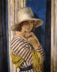 Sra. Hone con un Vestido a Rayas, c.1912