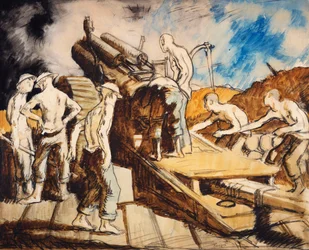 El obús en acción, c.1917