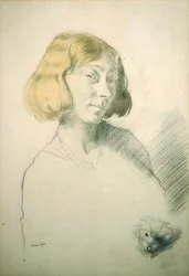 Vera Hone y su perro, c.1912