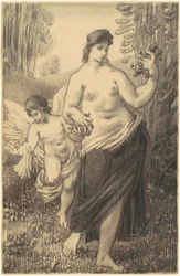 Desnudo Caminando con Cupido