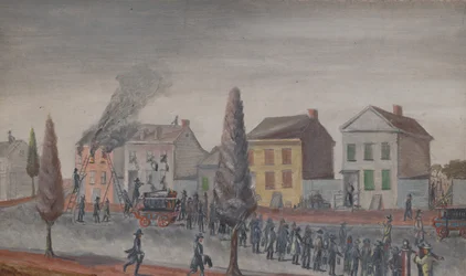 Luchando contra un incendio, 1870s