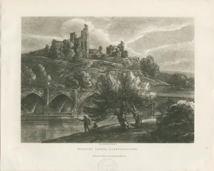 Castillo de Tutbury - Vista sur: zincografía, nd [c 1811]