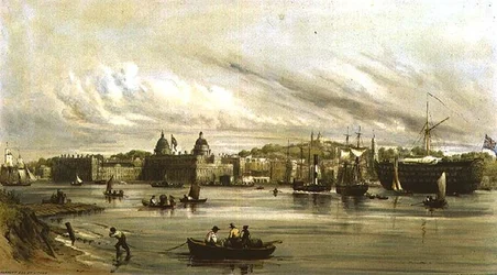 Greenwich y el Dreadnought (litografía)