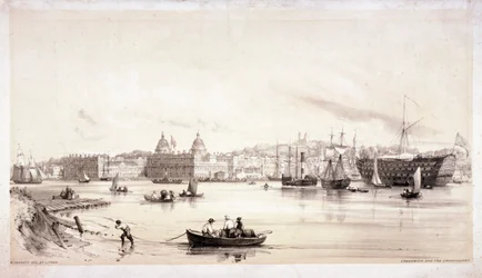 Vista de Greenwich a través del río Támesis, Londres, c1841