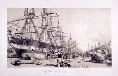 Muelles de las Indias Occidentales, Poplar, Londres, 1830