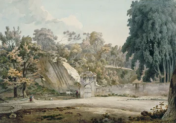 Puerta del parque y fuente
