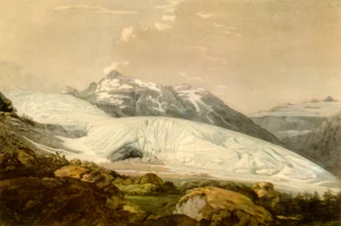 Vista del Mont Furka con el glaciar del Ródano