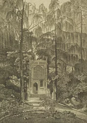 Vista de la capilla en el jardín de Strawberry Hill, grabado por Godfrey, 1784