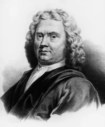 Retrato de Herman Boerhaave (1668-1738), médico, químico y botánico holandés, grabado
