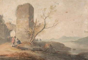 Figuras junto a un arco en ruinas