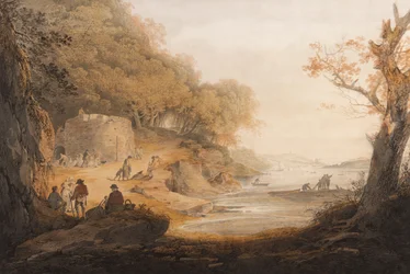 El horno de cal en Crabtree frente a Saltram, Devon