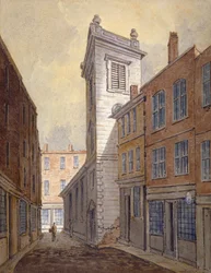 Iglesia de San Jorge Botolph Lane desde George Lane, Ciudad de Londres