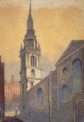 Iglesia de St Mary le Bow desde Bow Churchyard, Ciudad de Londres, c. 1815