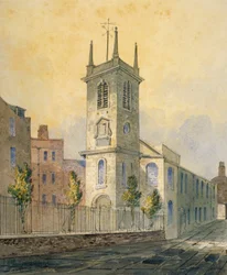 Vista suroeste de la Iglesia de St Olave Jewry, Ciudad de Londres, 1815