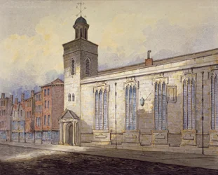 Vista del reloj de sol de St Katherine Cree, Ciudad de Londres, c. 1815